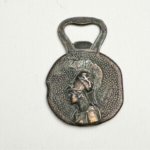 Vintage Handmade Metal NAPOENON ACROPOLIS Bottle Opener Greece Soldier 2 Sided
